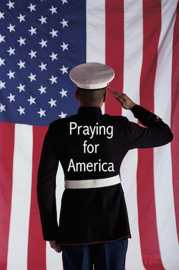 Soldier saluting flag