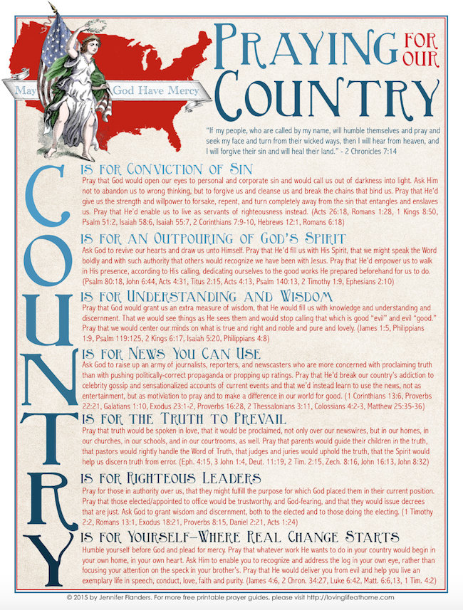 Praying for our Country (Free Printable) - Loving Life at Home