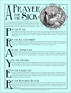 Praying for the Sick - free printable prayer guide