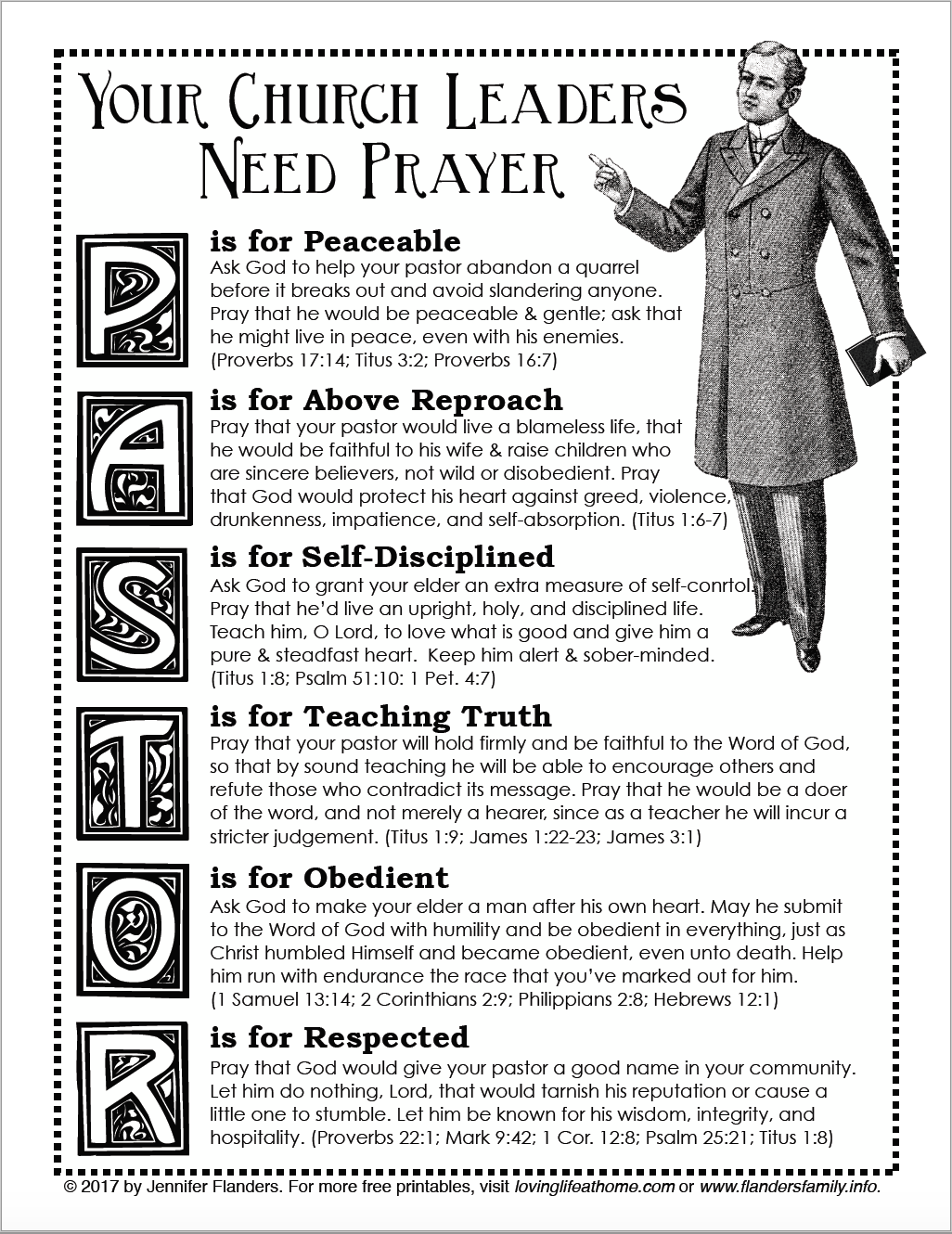 PRAY FOR YOUR PASTOR: free printable prayer guide from lovinglifeathome.com