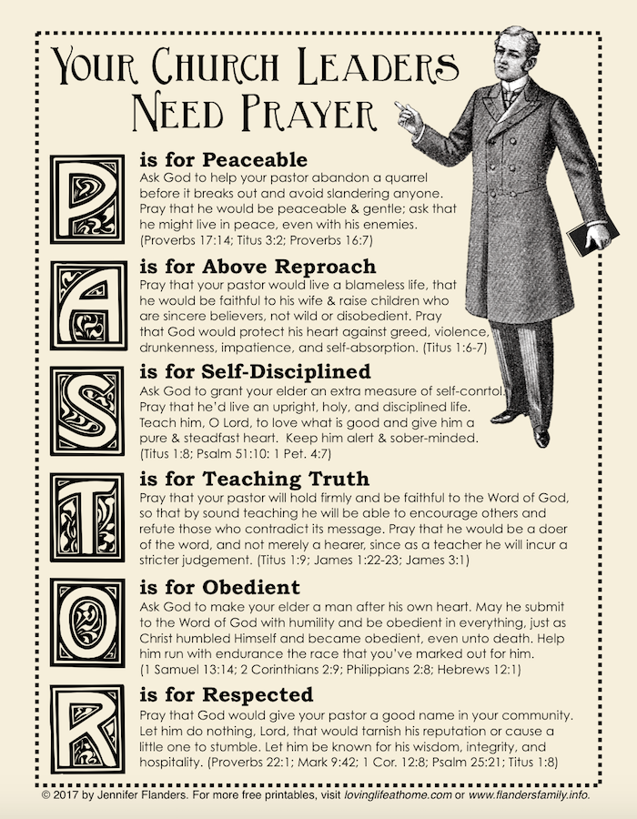 Praying for Your Pastor Printable