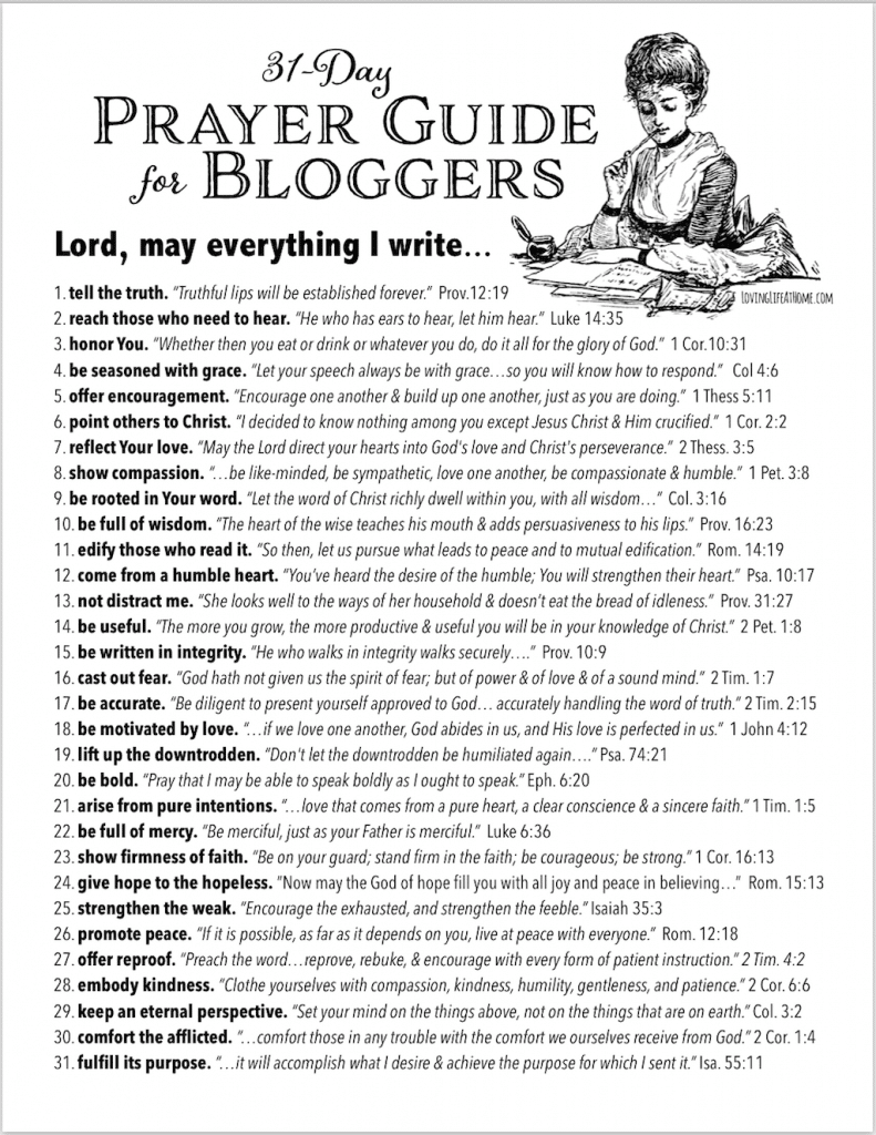 31-Day Prayer Guide for Bloggers