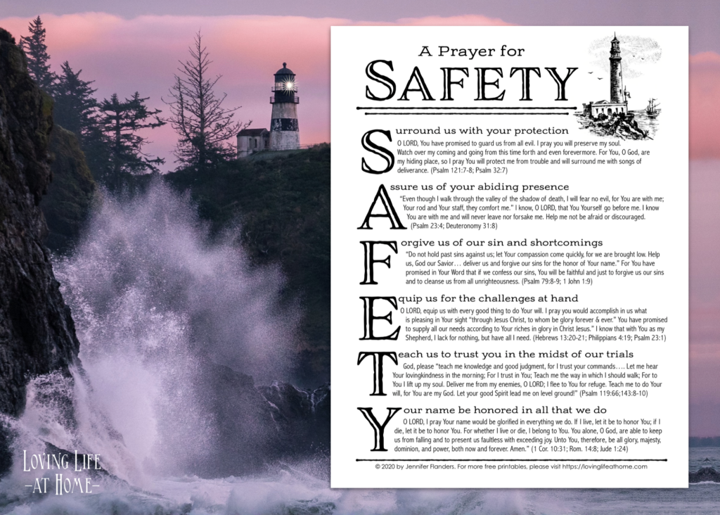 Free Printable "Prayer for Safety" Prayer Guide