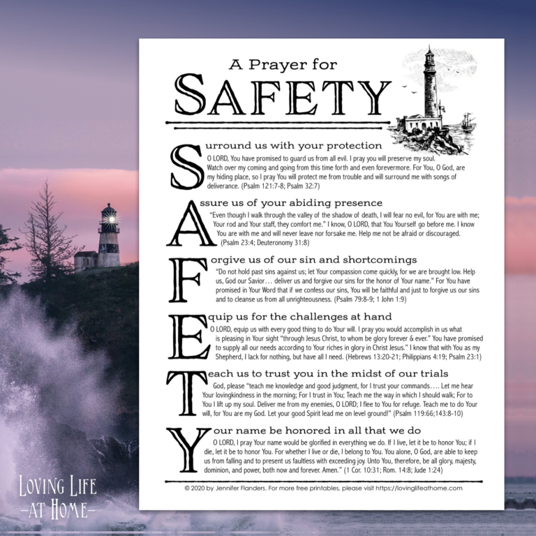 Free Printable "Prayer for Safety" Prayer Guide