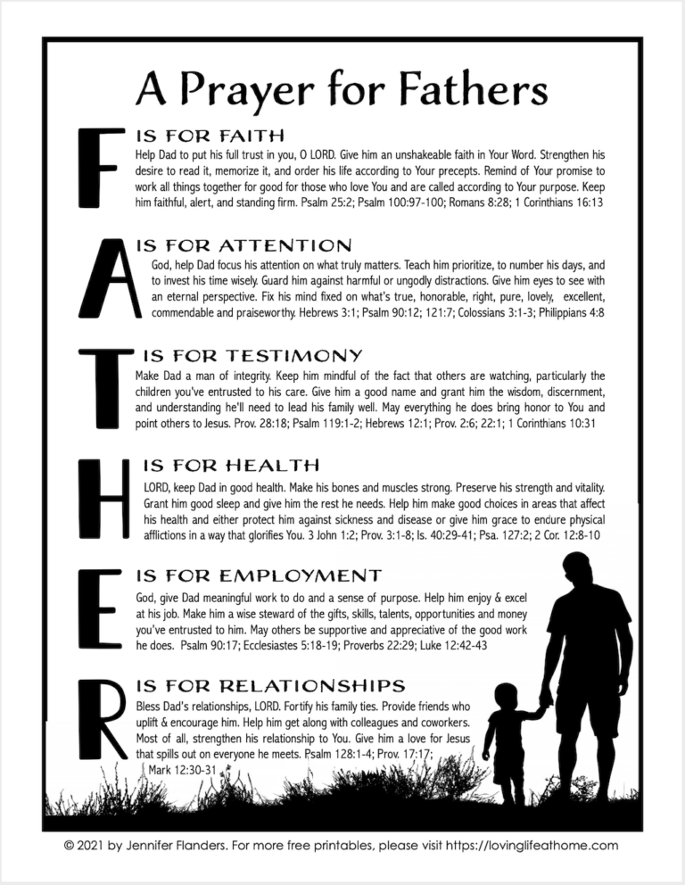 A Prayer for Fathers (Free Printable) Loving Life at Home