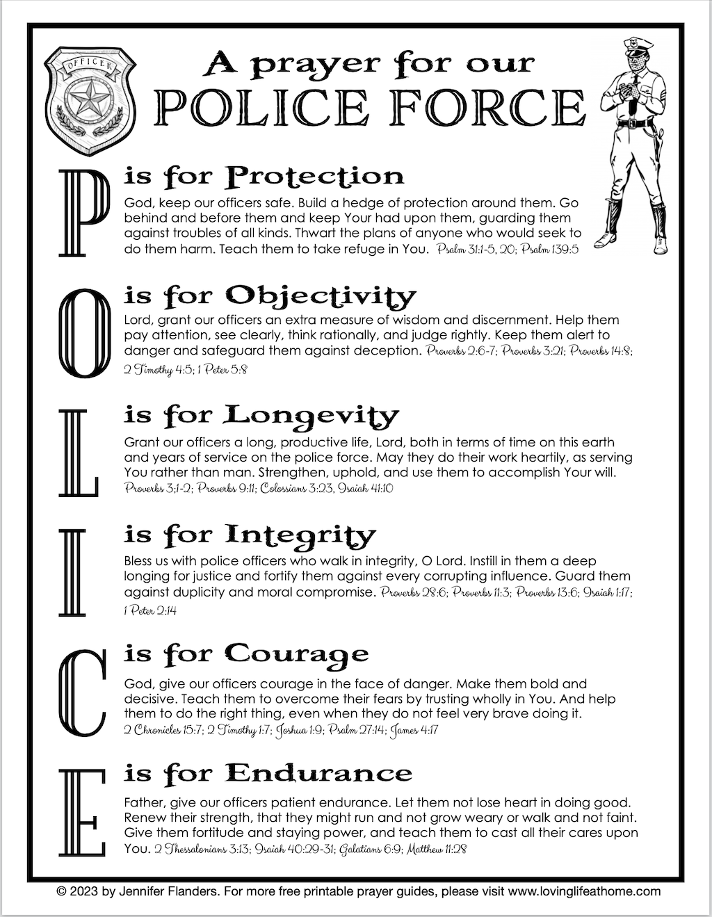 A Prayer for the Police (Free Printable) - Loving Life at Home