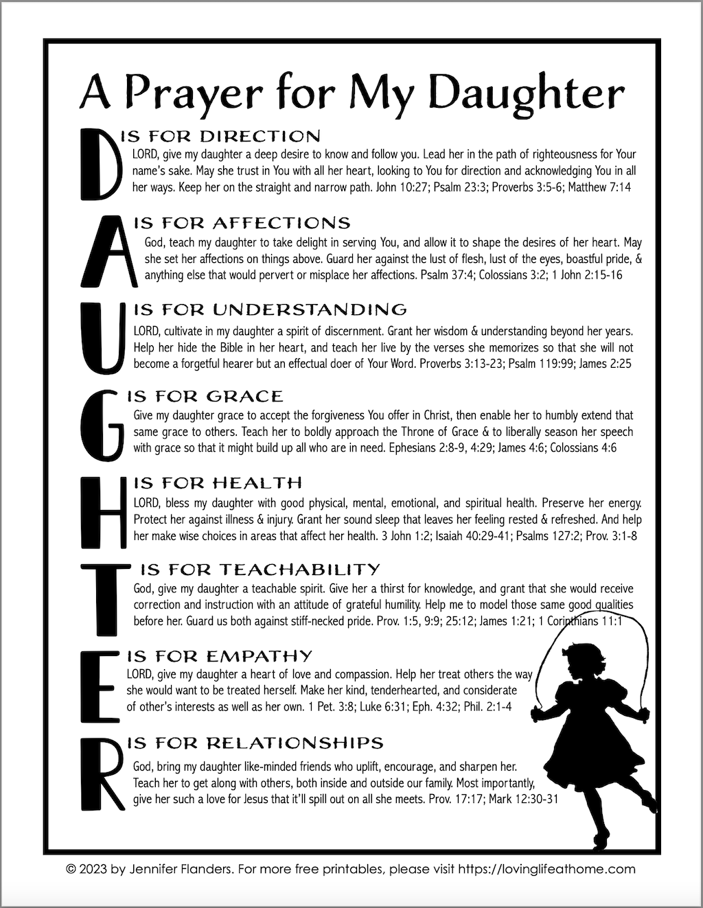 A Prayer for My Daughter Printable