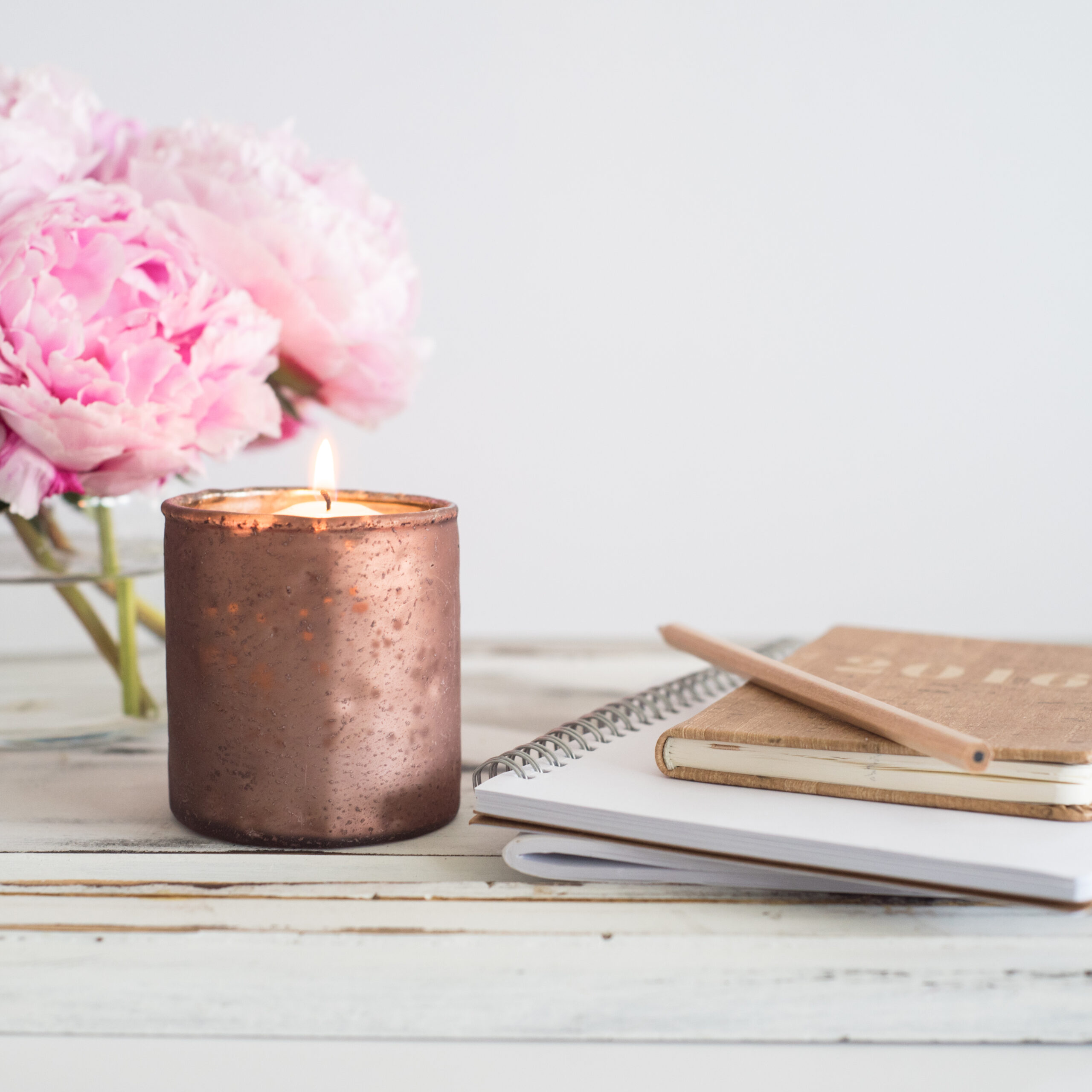 Candle and Notebook