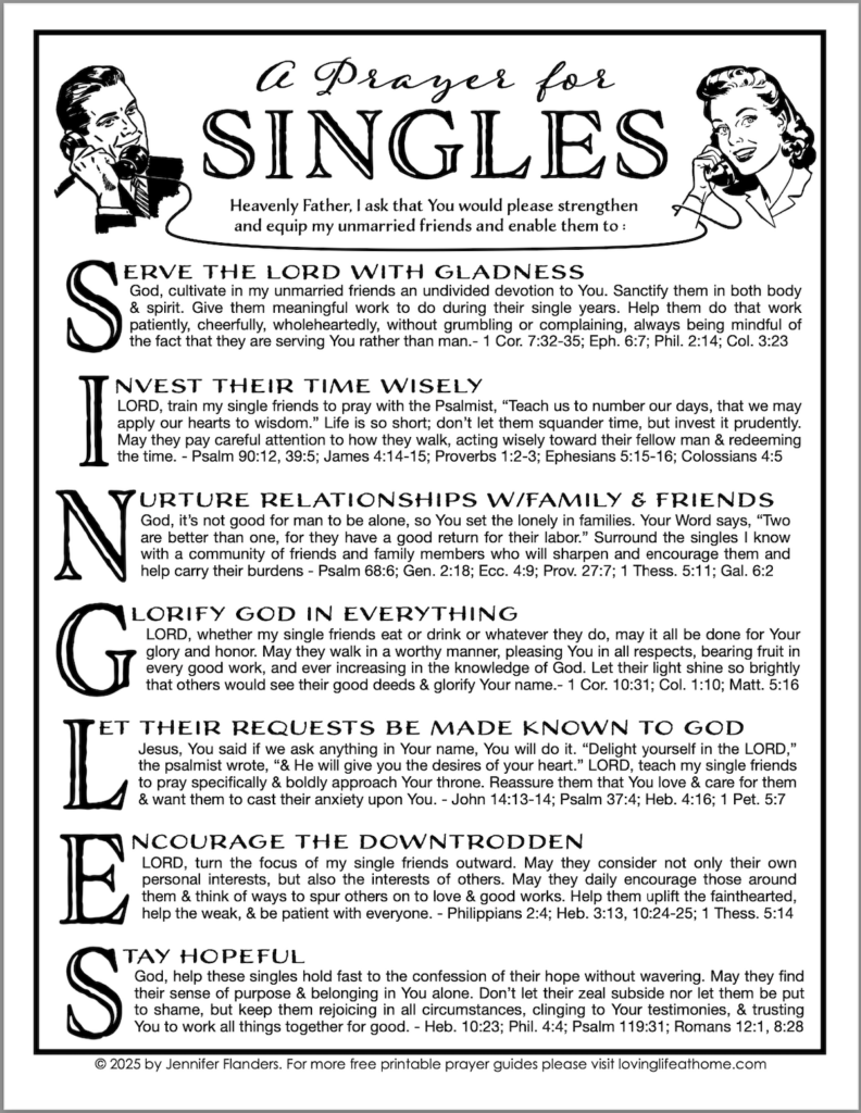 Prayer Guide for Singles